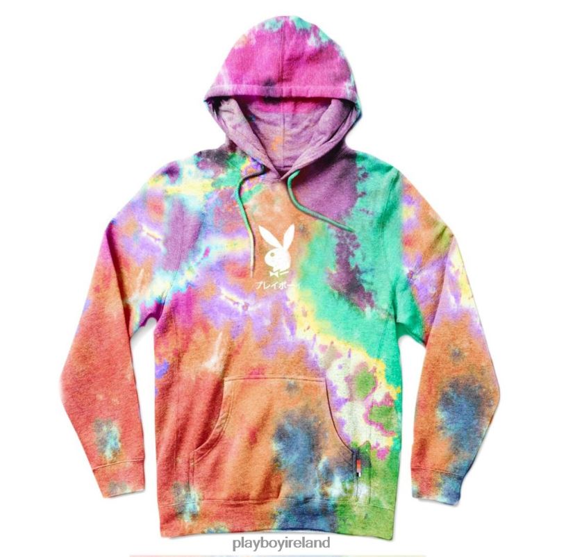 Playboy Men Tokyo Club Hoodie Tie-Dye HBFB357 Clothing Aerial Spiral