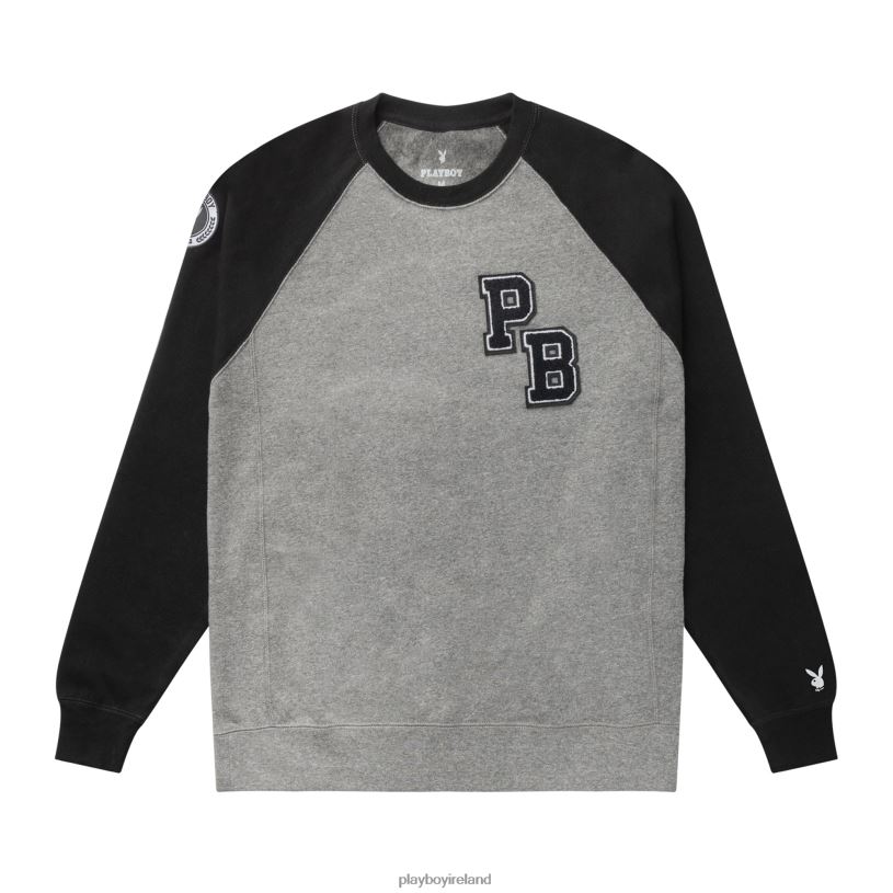 Playboy Men Varsity Crewneck HBFB487 Clothing Grey/Black