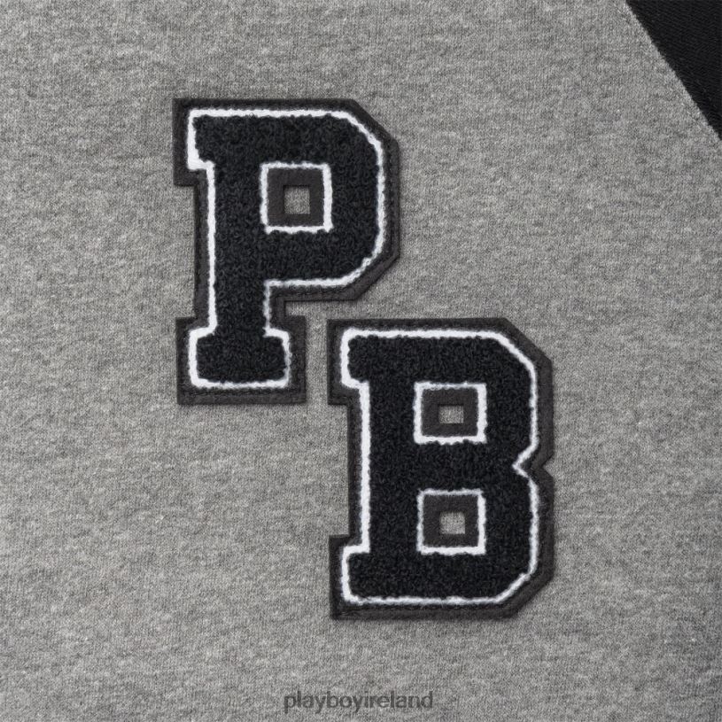 Playboy Men Varsity Crewneck HBFB487 Clothing Grey/Black