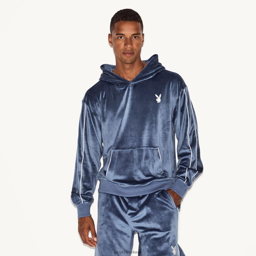 Playboy Men Velour Hoodie HBFB432 Clothing Navy
