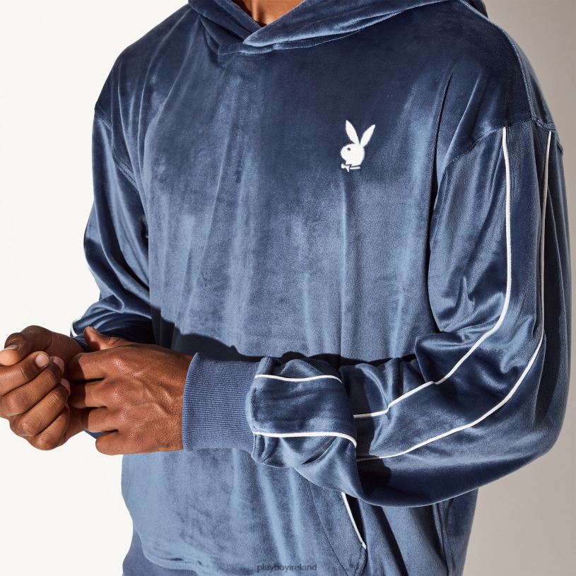 Playboy Men Velour Hoodie HBFB432 Clothing Navy