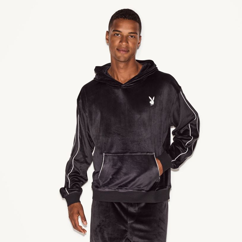 Playboy Men Velour Hoodie HBFB433 Clothing Black