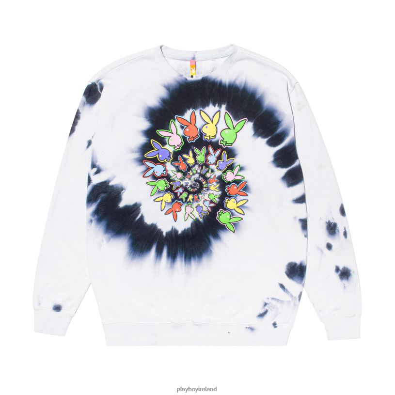 Playboy x Color Bars Men Spiral Tie-Dye Crewneck HBFB467 Clothing Original