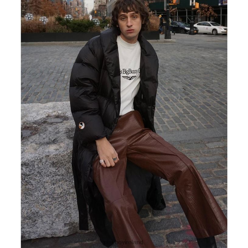 Playboy Men Crocodile Leather Flare Pant HBFB559 Clothing Chocolate