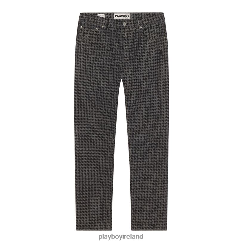 Playboy Men Houndstooth Denim Pants HBFB562 Clothing Grey