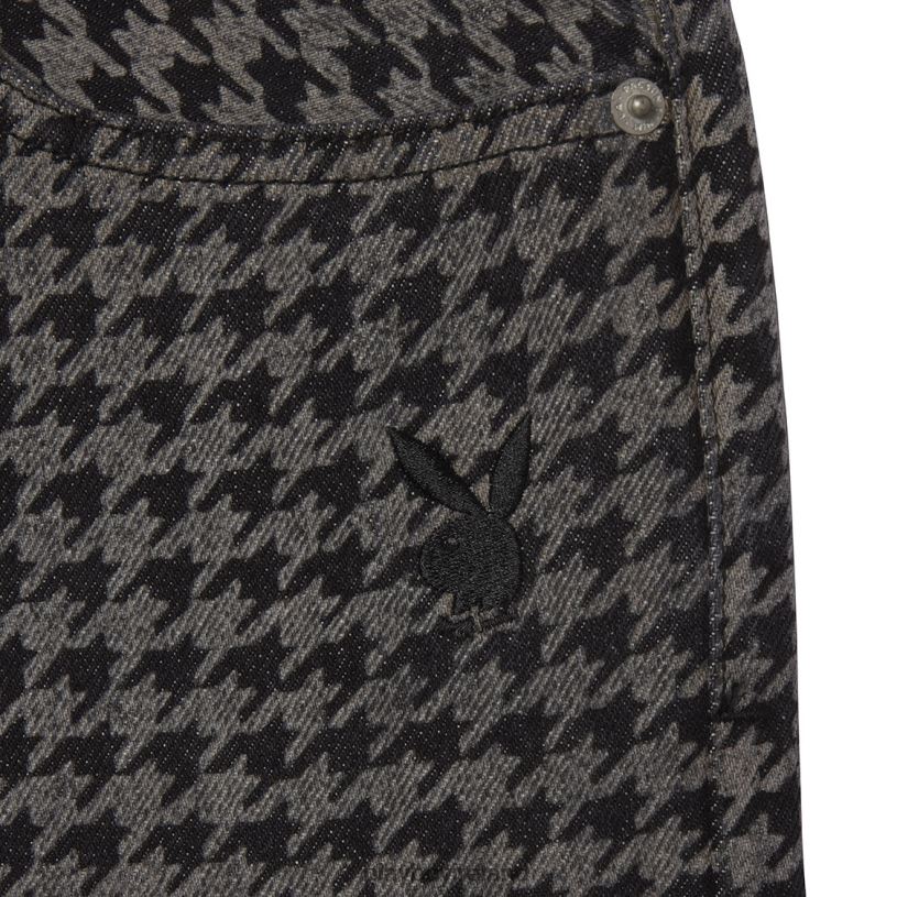 Playboy Men Houndstooth Denim Pants HBFB562 Clothing Grey