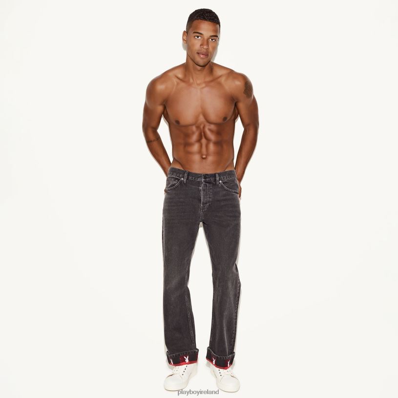 Playboy Men The Straight Leg Jean Vintage Wash HBFB548 Clothing Black