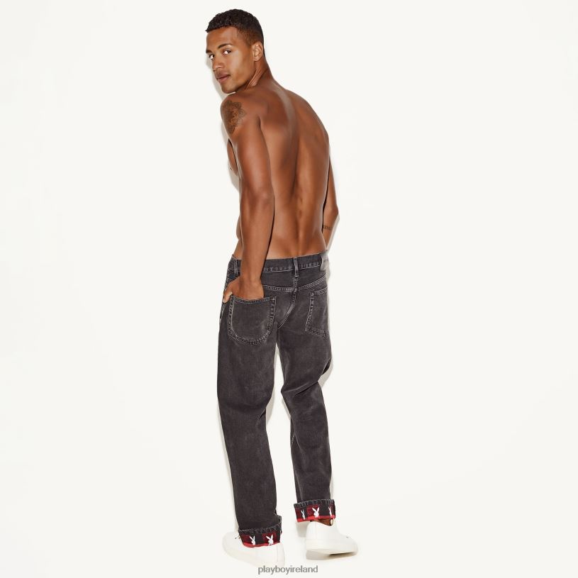Playboy Men The Straight Leg Jean Vintage Wash HBFB548 Clothing Black