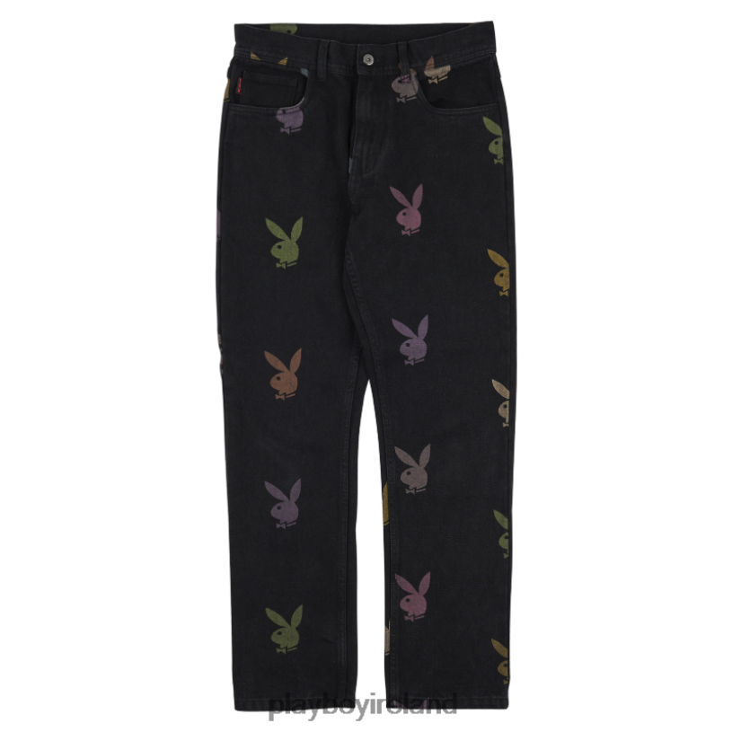 Playboy x Pleasures Men Scatter Denim Pants HBFB537 Clothing Black