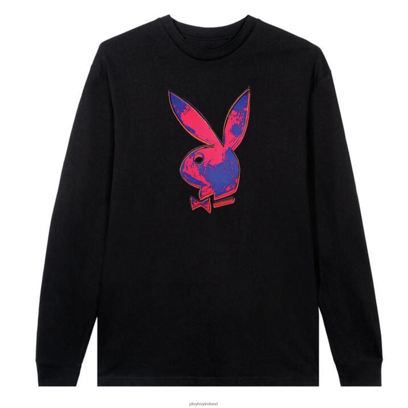 Playboy Men Andy Warhol Bunny Long Sleeve HBFB74 Clothing Black