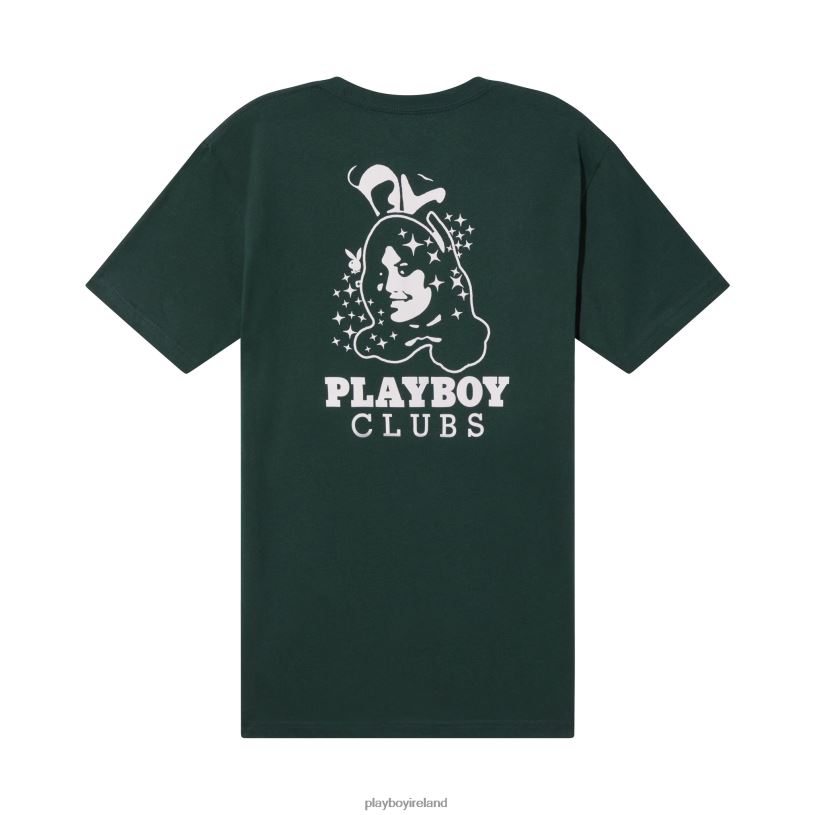 Playboy Men Anniversary Bunny T-Shirt HBFB276 Clothing Green with pink