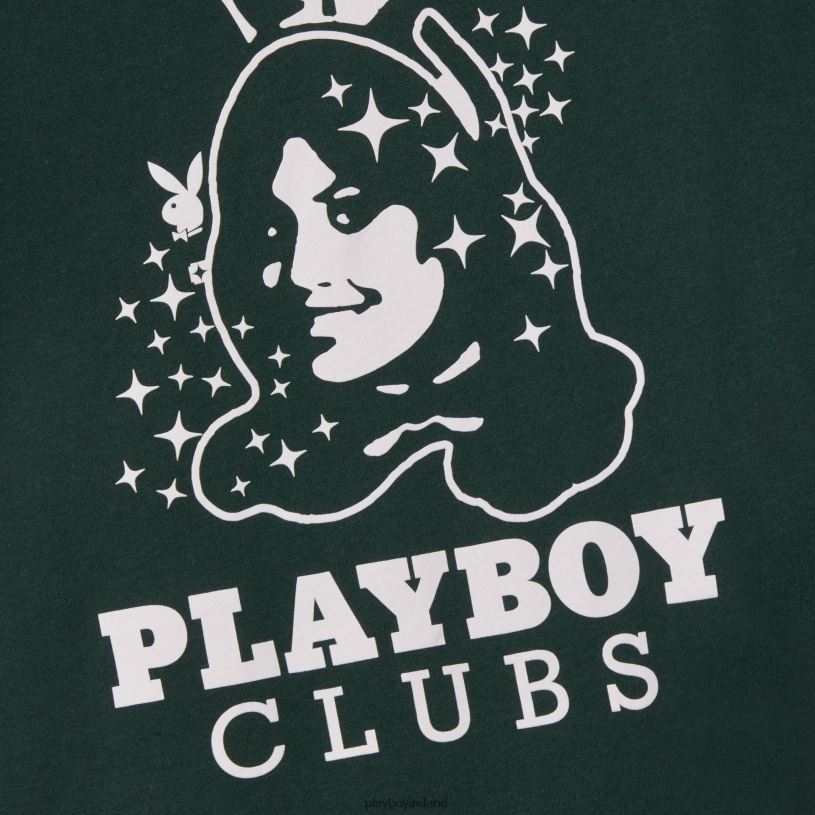 Playboy Men Anniversary Bunny T-Shirt HBFB276 Clothing Green with pink