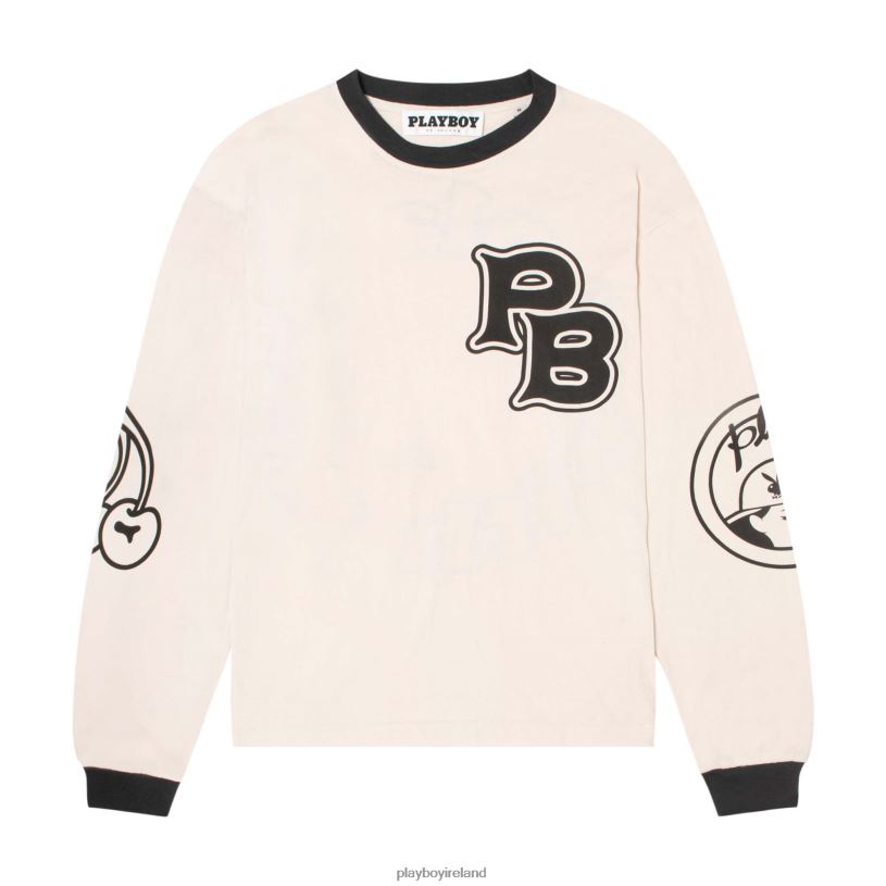 Playboy Men Championship Long Sleeve T-Shirt HBFB206 Clothing Off-White