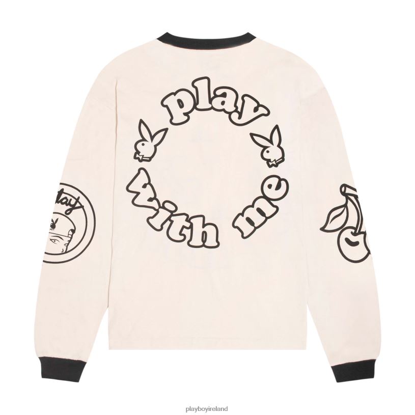 Playboy Men Championship Long Sleeve T-Shirt HBFB206 Clothing Off-White