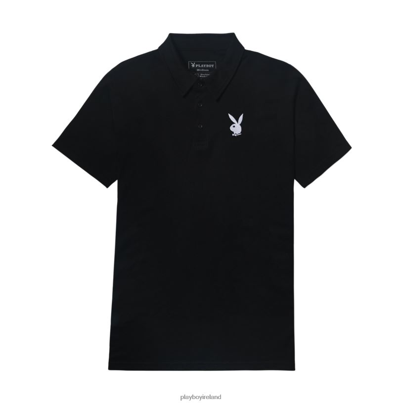Playboy Men Classic Rabbit Head Polo Shirt HBFB250 Clothing Black