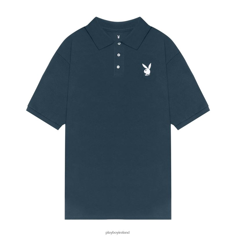 Playboy Men Classic Rabbit Head Polo Shirt HBFB251 Clothing Navy