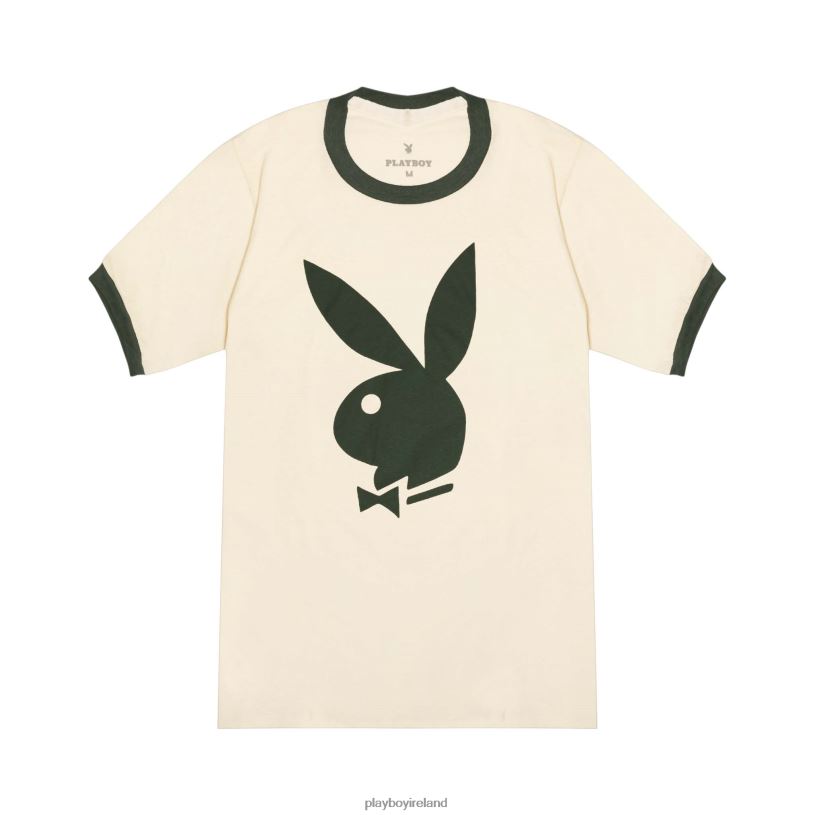 Playboy Men Classic Ringer T-Shirt HBFB124 Clothing Cream
