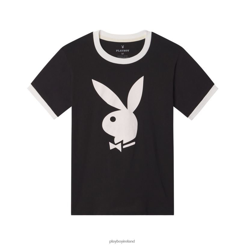 Playboy Men Classic Ringer T-Shirt HBFB125 Clothing Black