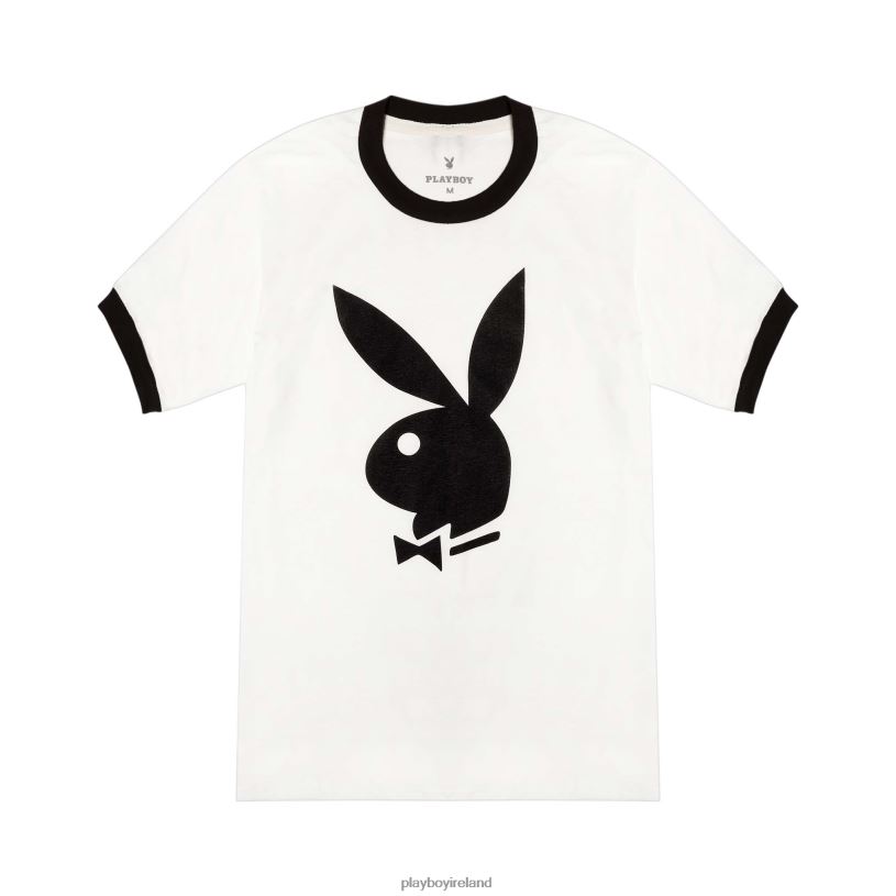 Playboy Men Classic Ringer T-Shirt HBFB126 Clothing White