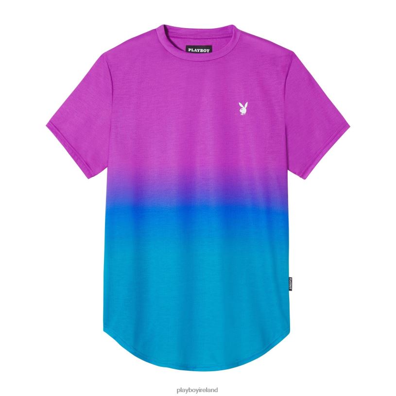 Playboy Men Gradient T-Shirt HBFB333 Clothing Purple Cactus Flower