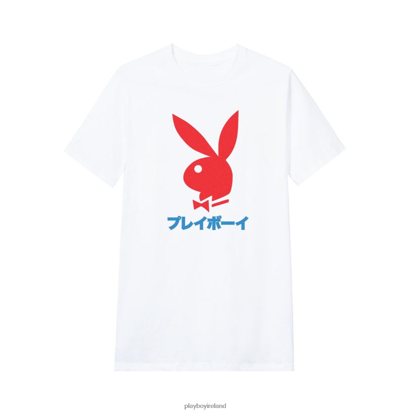 Playboy Men Japanese Rabbit Head T-Shirt HBFB34 Clothing White