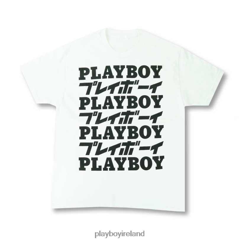 Playboy Men Kanji Masthead Logo Tee HBFB18 Clothing White