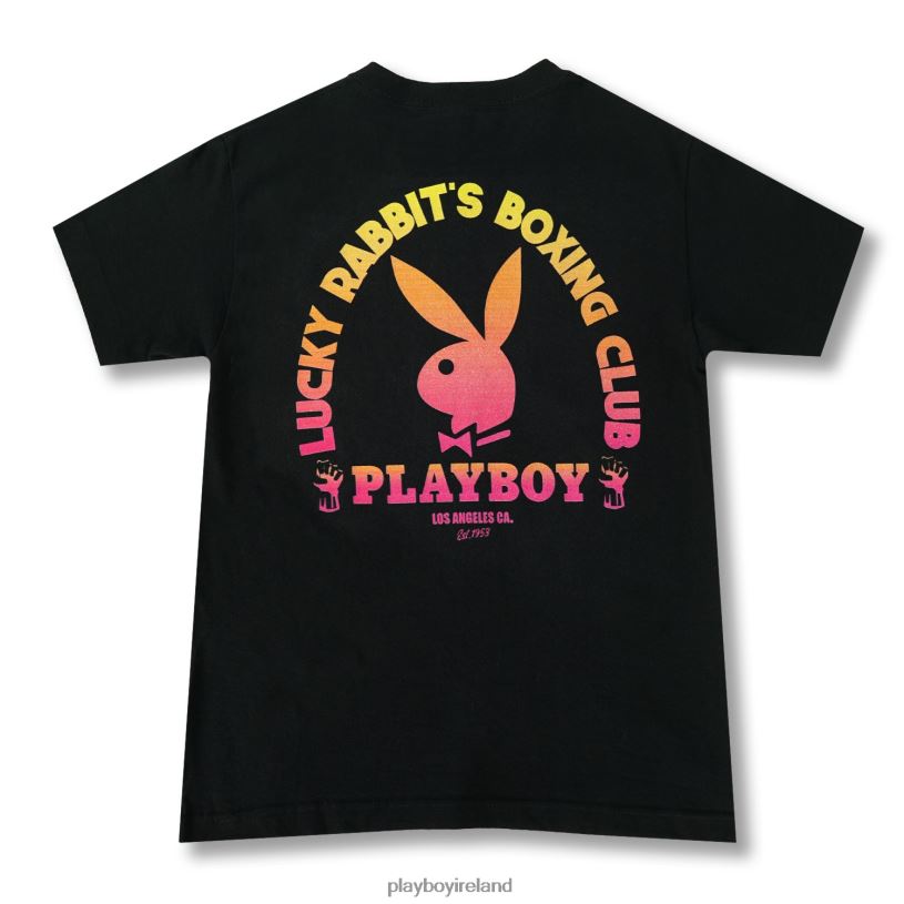 Playboy Men Lucky Rabbits Boxing Club Tee HBFB25 Clothing Black