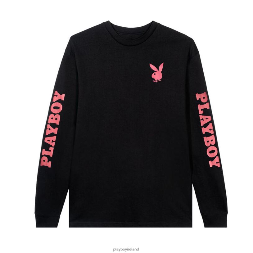 Playboy Men Masthead & Rabbit Head Long Sleeve HBFB241 Clothing Black
