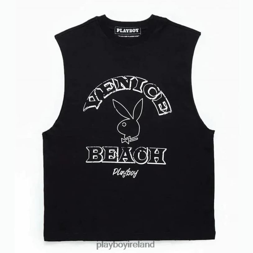 Playboy Men PB VENICE BEACH MUSCLE TEE HBFB38 Clothing Black