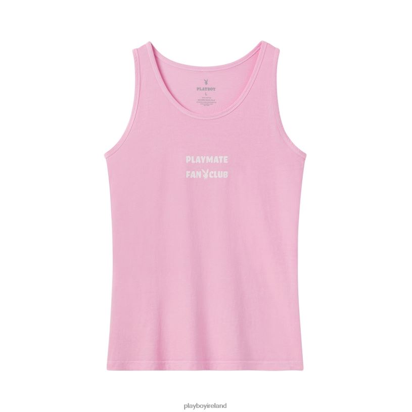 Playboy Men Playmate of the Year Tank Print HBFB112 Clothing Pink/White