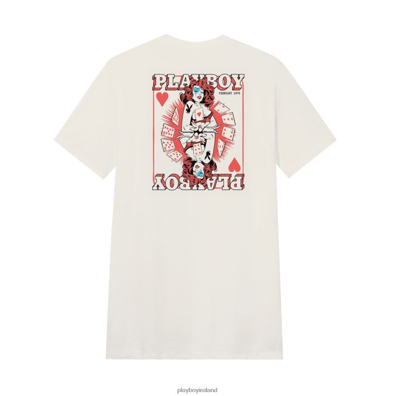 Playboy Men Queen of Hearts T-Shirt HBFB66 Clothing Vintage White
