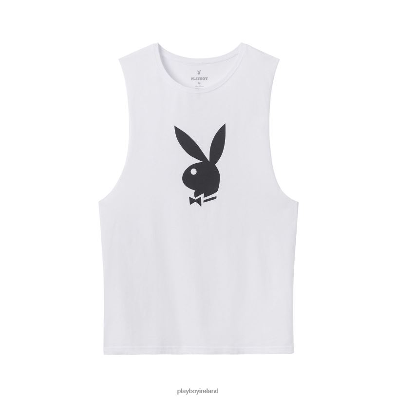 Playboy Men Rabbit Head Muscle Tank HBFB310 Clothing White