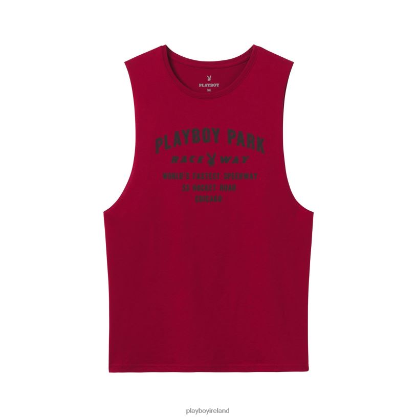 Playboy Men Raceway Muscle Tank HBFB130 Clothing Cardinal