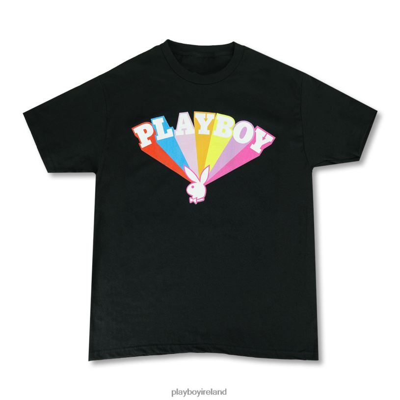 Playboy Men Rainbow Rays Tee HBFB20 Clothing Black