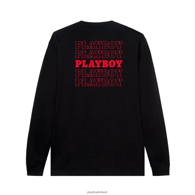 Playboy Men Repeating Masthead Long Sleeve HBFB63 Clothing Red