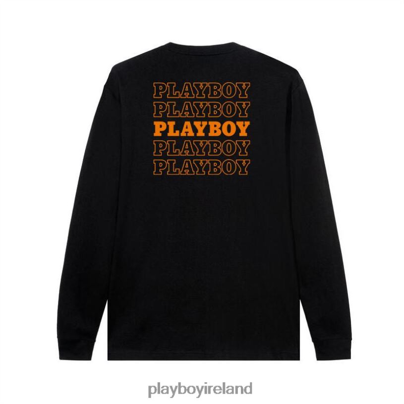 Playboy Men Repeating Masthead Long Sleeve HBFB65 Clothing Orange