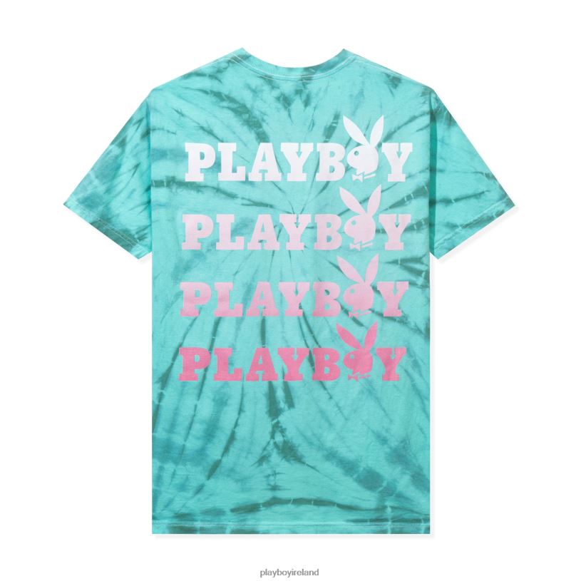 Playboy Men Repeating Masthead Tie-Dye T-Shirt HBFB262 Clothing BLUE TIE DYE