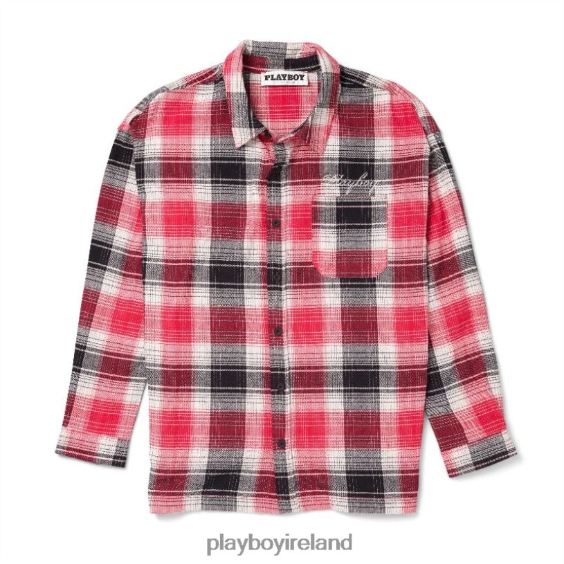 Playboy Men Script Flannel HBFB149 Clothing Red