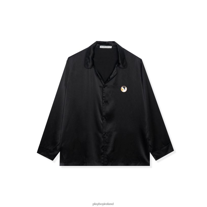 Playboy Men Silk Button Down Collared Top HBFB269 Clothing Rust