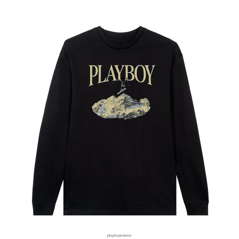 Playboy Men Ski Long Sleeve feat. Holly Cook from Girls of Winter 1984 HBFB105 Clothing Black
