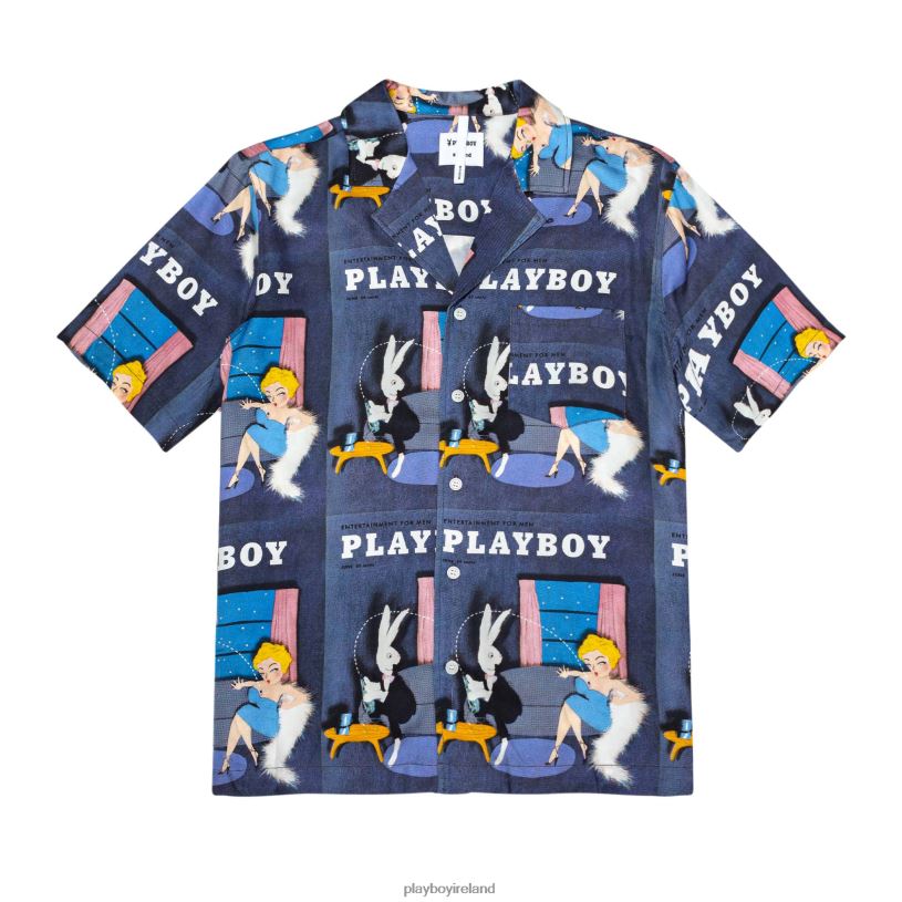 Playboy Men Soulland June 1954 Camp Shirt HBFB275 Clothing Blue