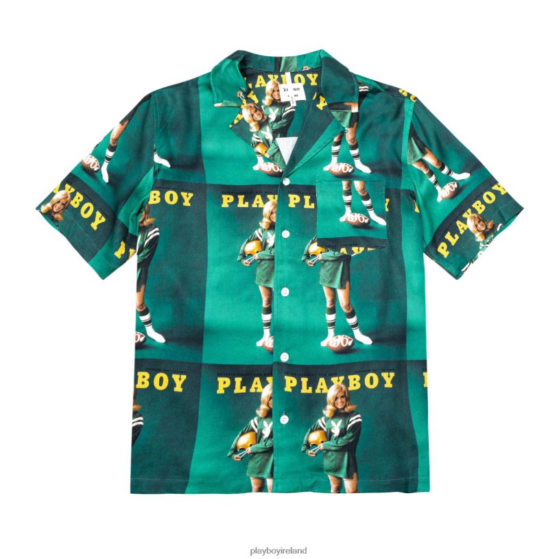 Playboy Men Soulland September 1967 Camp Shirt HBFB219 Clothing Green