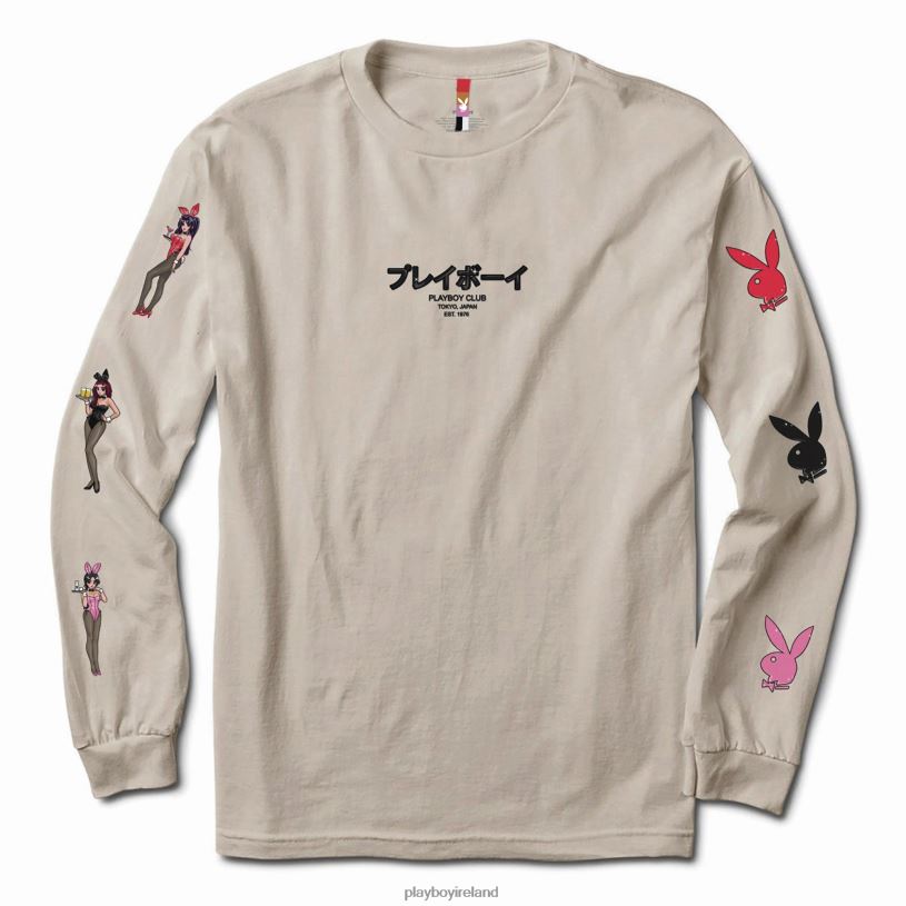 Playboy Men Tokyo Club Bunny Long Sleeve Sand HBFB142 Clothing Original