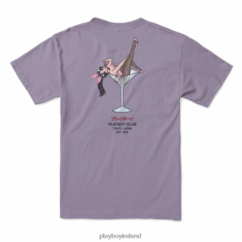 Playboy Men Tokyo Club Cherry Martini T-Shirt HBFB147 Clothing Lavender