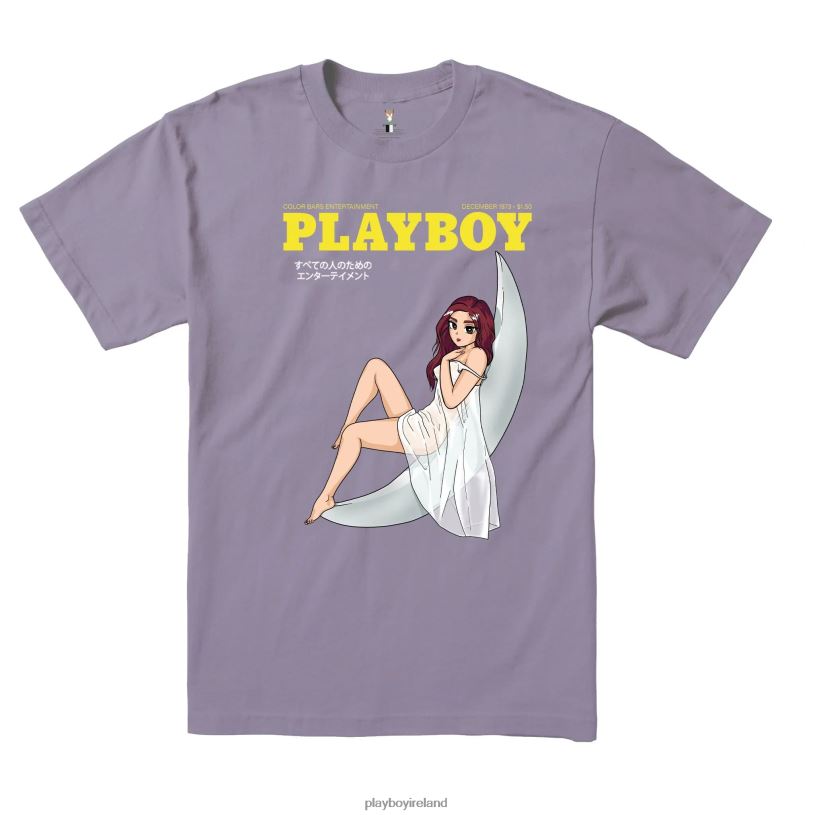 Playboy Men Tokyo Club Moonlit T-Shirt HBFB97 Clothing Lavender