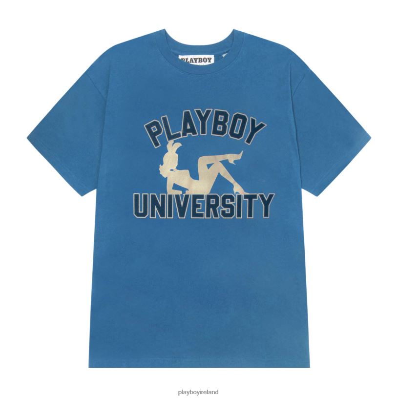 Playboy Men University T-Shirt HBFB287 Clothing Light Blue