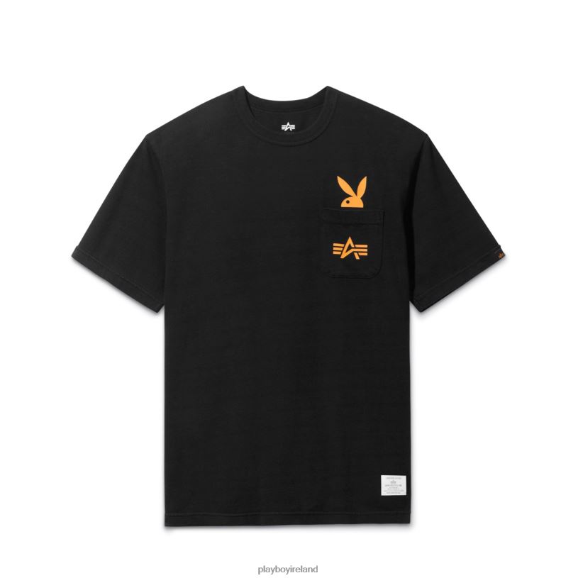 Playboy x Alpha Industries Men Play Forever Pocket T-Shirt HBFB171 Clothing Black