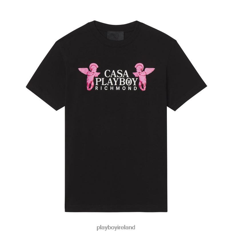 Playboy x John Richmond Men Casa T-Shirt HBFB334 Clothing Black