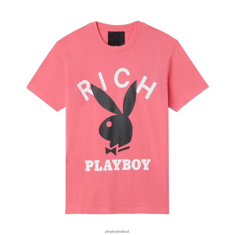 Playboy x John Richmond Men Logo T-Shirt HBFB127 Clothing Fuchsia