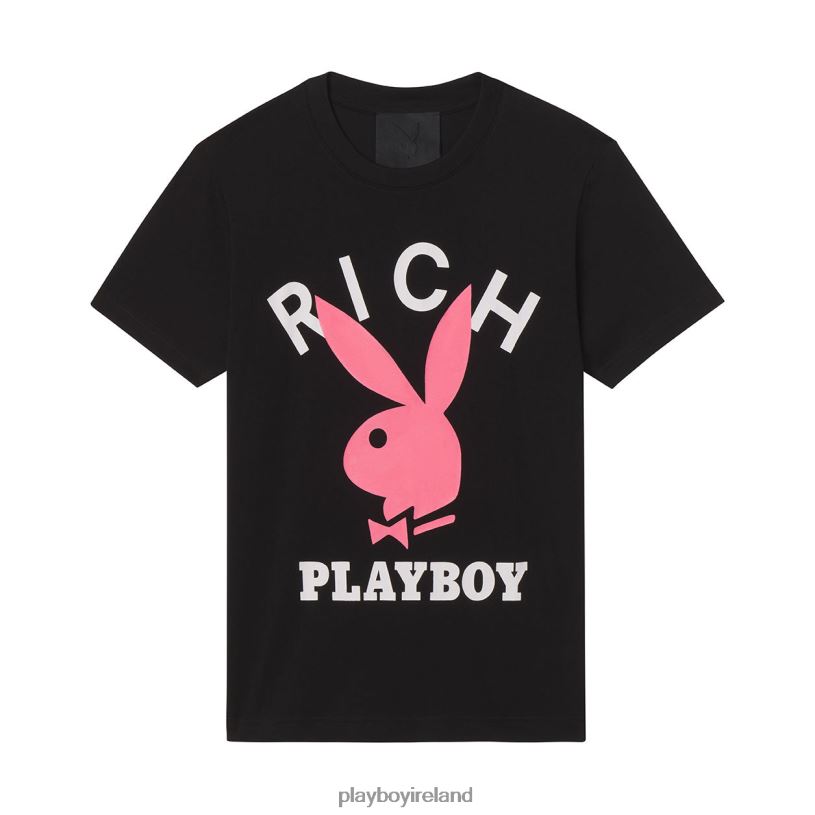 Playboy x John Richmond Men Logo T-Shirt HBFB129 Clothing Black